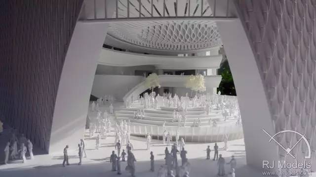 ▲戲曲中心概念模型內(nèi)往來不絕的人潮。